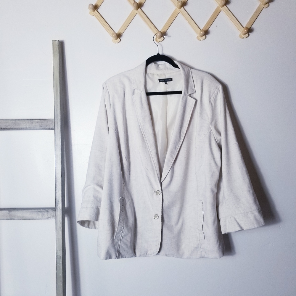 NAPA VALLEY CREAMY WHITE WITH BROWN TONES BLAZER SIZE 22W